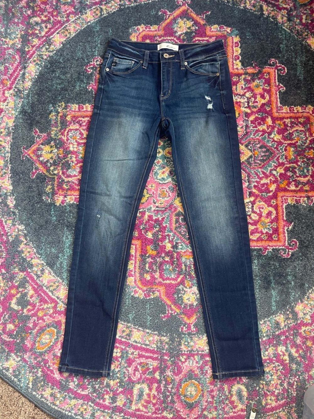 KanCan Dark Blue Skinny Jeans with Light Fading